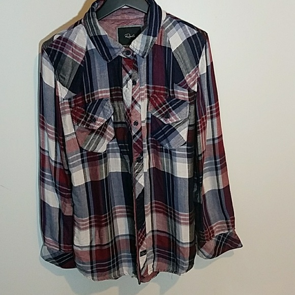 Rails Tops - [RAILS] Plaid Soft Rayon Blend Button Down